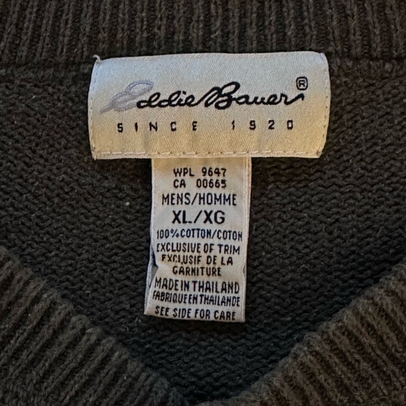 Eddie Bauer Men's Olive Crewneck Sweater - Picture 2 of 4